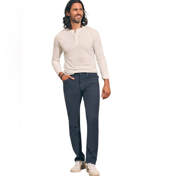 Men’s Faherty Stretch Terry 5 Pocket Navy Casual Pants Size 38 - Picture 1 of 12